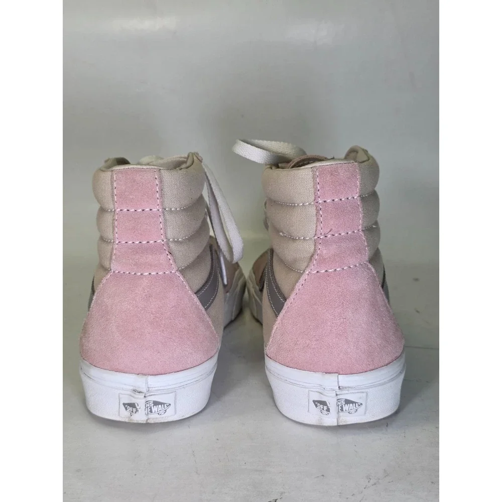 Vans Sk8-Hi Men's Sneakers Size 10 UK 9 Pink Beige Suede Canvas Skate High Shoes